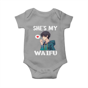 Valentine's Day Couple Matching Baby Onesie She's My Waifu Funny Anime Boyfriend TS09 Sport Gray Print Your Wear