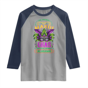 The Original Mardi Gras Mobile Alabama 1703 Raglan Shirt TS09 Sport Gray Navy Print Your Wear