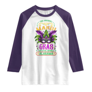 The Original Mardi Gras Mobile Alabama 1703 Raglan Shirt TS09 White Purple Print Your Wear