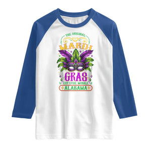 The Original Mardi Gras Mobile Alabama 1703 Raglan Shirt TS09 White Royal Print Your Wear