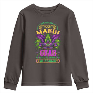 The Original Mardi Gras Mobile Alabama 1703 Youth Sweatshirt TS09 Dark Chocolate Print Your Wear