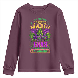 The Original Mardi Gras Mobile Alabama 1703 Youth Sweatshirt TS09 Maroon Print Your Wear