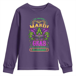 The Original Mardi Gras Mobile Alabama 1703 Youth Sweatshirt TS09 Purple Print Your Wear