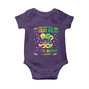 The Original Mardi Gras Baby Onesie Mobile Alabama 1703 TS09 Purple Print Your Wear