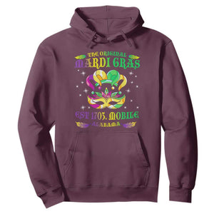 The Original Mardi Gras Hoodie Mobile Alabama 1703 TS09 Maroon Print Your Wear