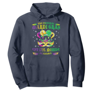 The Original Mardi Gras Hoodie Mobile Alabama 1703 TS09 Navy Print Your Wear
