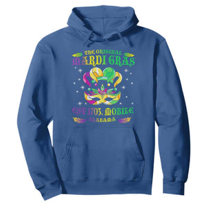 The Original Mardi Gras Hoodie Mobile Alabama 1703 TS09 Royal Blue Print Your Wear