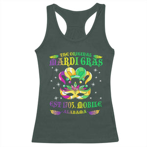 The Original Mardi Gras Racerback Tank Top Mobile Alabama 1703 TS09 Dark Forest Green Print Your Wear