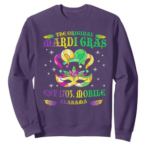 The Original Mardi Gras Sweatshirt Mobile Alabama 1703 TS09 Purple Print Your Wear