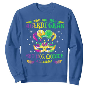 The Original Mardi Gras Sweatshirt Mobile Alabama 1703 TS09 Royal Blue Print Your Wear