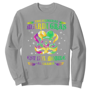The Original Mardi Gras Sweatshirt Mobile Alabama 1703 TS09 Sport Gray Print Your Wear