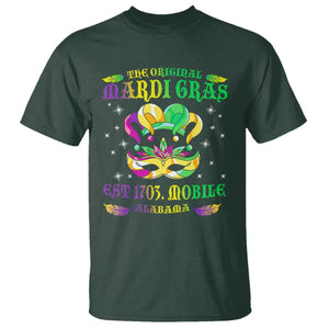 The Original Mardi Gras T Shirt Mobile Alabama 1703 TS09 Dark Forest Green Print Your Wear