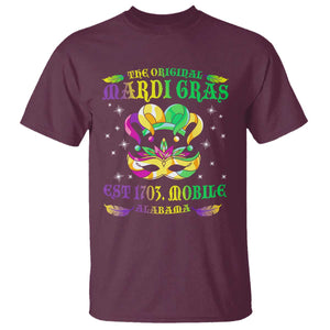 The Original Mardi Gras T Shirt Mobile Alabama 1703 TS09 Maroon Print Your Wear