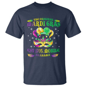 The Original Mardi Gras T Shirt Mobile Alabama 1703 TS09 Navy Print Your Wear