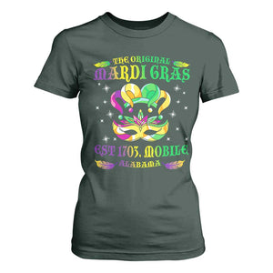 The Original Mardi Gras T Shirt For Women Mobile Alabama 1703 TS09 Dark Forest Green Print Your Wear