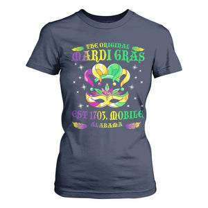 The Original Mardi Gras T Shirt For Women Mobile Alabama 1703 TS09 Navy Print Your Wear