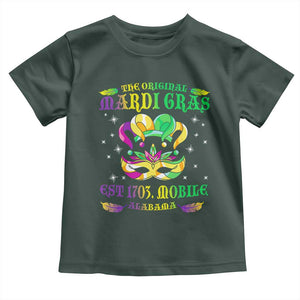 The Original Mardi Gras Toddler T Shirt Mobile Alabama 1703 TS09 Dark Forest Green Print Your Wear