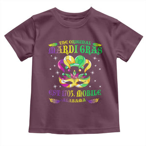 The Original Mardi Gras Toddler T Shirt Mobile Alabama 1703 TS09 Maroon Print Your Wear