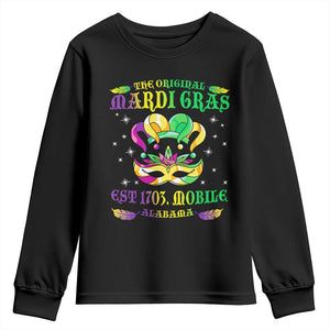 The Original Mardi Gras Youth Sweatshirt Mobile Alabama 1703 TS09 Black Print Your Wear