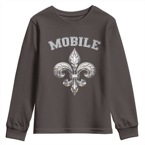 Mardi Gras Mobile Alabama Youth Sweatshirt TS09 Dark Chocolate Print Your Wear