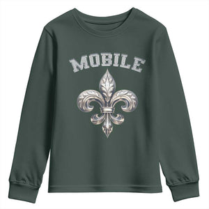 Mardi Gras Mobile Alabama Youth Sweatshirt TS09 Dark Forest Green Print Your Wear