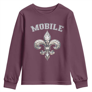 Mardi Gras Mobile Alabama Youth Sweatshirt TS09 Maroon Print Your Wear