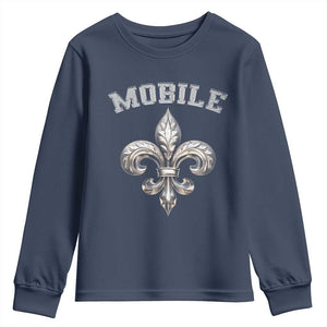 Mardi Gras Mobile Alabama Youth Sweatshirt TS09 Navy Print Your Wear