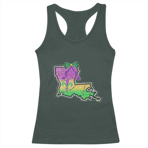 Louisiana Mardi Gras Coquette Racerback Tank Top TS09 Dark Forest Green Print Your Wear