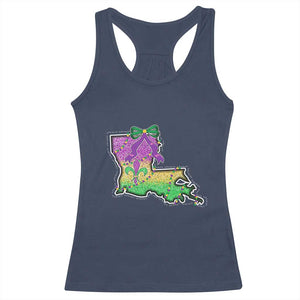 Louisiana Mardi Gras Coquette Racerback Tank Top TS09 Navy Print Your Wear