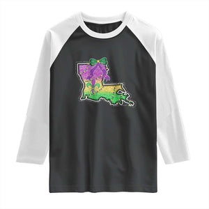 Louisiana Mardi Gras Coquette Raglan Shirt TS09 Black White Print Your Wear
