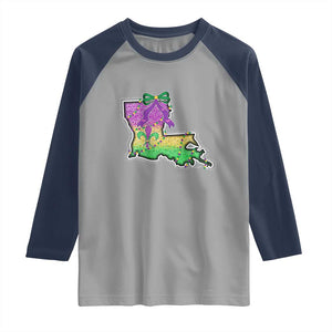 Louisiana Mardi Gras Coquette Raglan Shirt TS09 Sport Gray Navy Print Your Wear