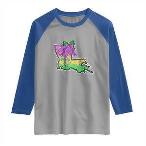Louisiana Mardi Gras Coquette Raglan Shirt TS09 Sport Gray Royal Print Your Wear