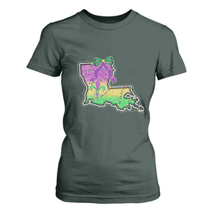 Louisiana Mardi Gras Coquette T Shirt For Women TS09 Dark Forest Green Print Your Wear