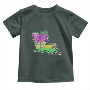 Louisiana Mardi Gras Coquette Toddler T Shirt TS09 Dark Forest Green Print Your Wear