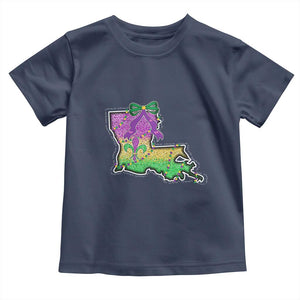 Louisiana Mardi Gras Coquette Toddler T Shirt TS09 Navy Print Your Wear