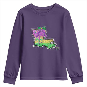 Louisiana Mardi Gras Coquette Youth Sweatshirt TS09 Purple Print Your Wear