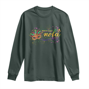 Mardi Gras Long Sleeve Shirt NOLA New Orleans Louisiana TS09 Dark Forest Green Print Your Wear