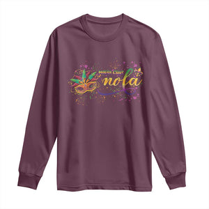 Mardi Gras Long Sleeve Shirt NOLA New Orleans Louisiana TS09 Maroon Print Your Wear