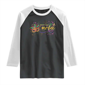 Mardi Gras Raglan Shirt NOLA New Orleans Louisiana TS09 Black White Print Your Wear