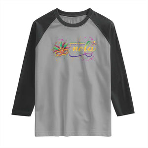 Mardi Gras Raglan Shirt NOLA New Orleans Louisiana TS09 Sport Gray Black Print Your Wear