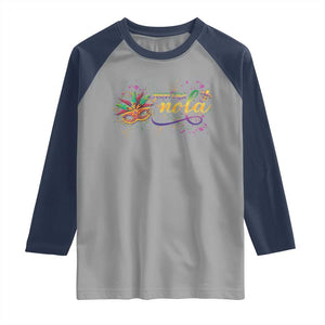 Mardi Gras Raglan Shirt NOLA New Orleans Louisiana TS09 Sport Gray Navy Print Your Wear