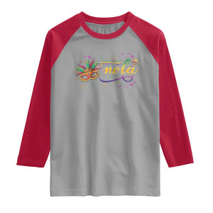 Mardi Gras Raglan Shirt NOLA New Orleans Louisiana TS09 Sport Gray Red Print Your Wear