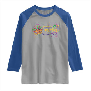 Mardi Gras Raglan Shirt NOLA New Orleans Louisiana TS09 Sport Gray Royal Print Your Wear