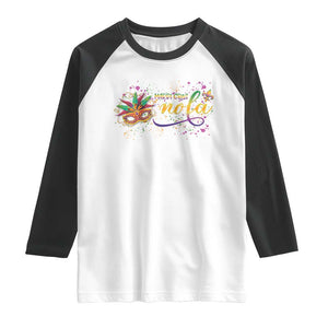 Mardi Gras Raglan Shirt NOLA New Orleans Louisiana TS09 White Black Print Your Wear