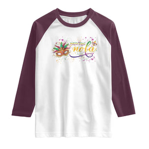 Mardi Gras Raglan Shirt NOLA New Orleans Louisiana TS09 White Maroon Print Your Wear