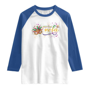 Mardi Gras Raglan Shirt NOLA New Orleans Louisiana TS09 White Royal Print Your Wear