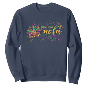 Mardi Gras Sweatshirt NOLA New Orleans Louisiana TS09 Navy Print Your Wear