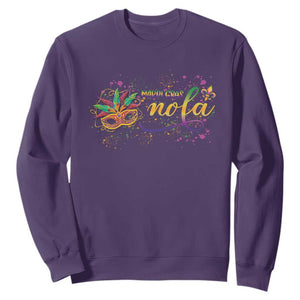 Mardi Gras Sweatshirt NOLA New Orleans Louisiana TS09 Purple Print Your Wear