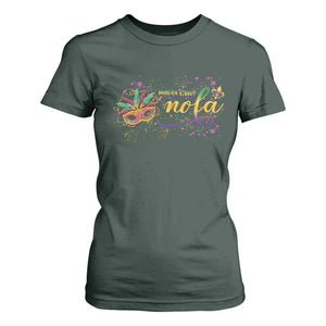 Mardi Gras T Shirt For Women NOLA New Orleans Louisiana TS09 Dark Forest Green Print Your Wear