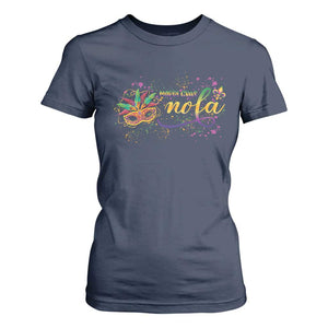 Mardi Gras T Shirt For Women NOLA New Orleans Louisiana TS09 Navy Print Your Wear
